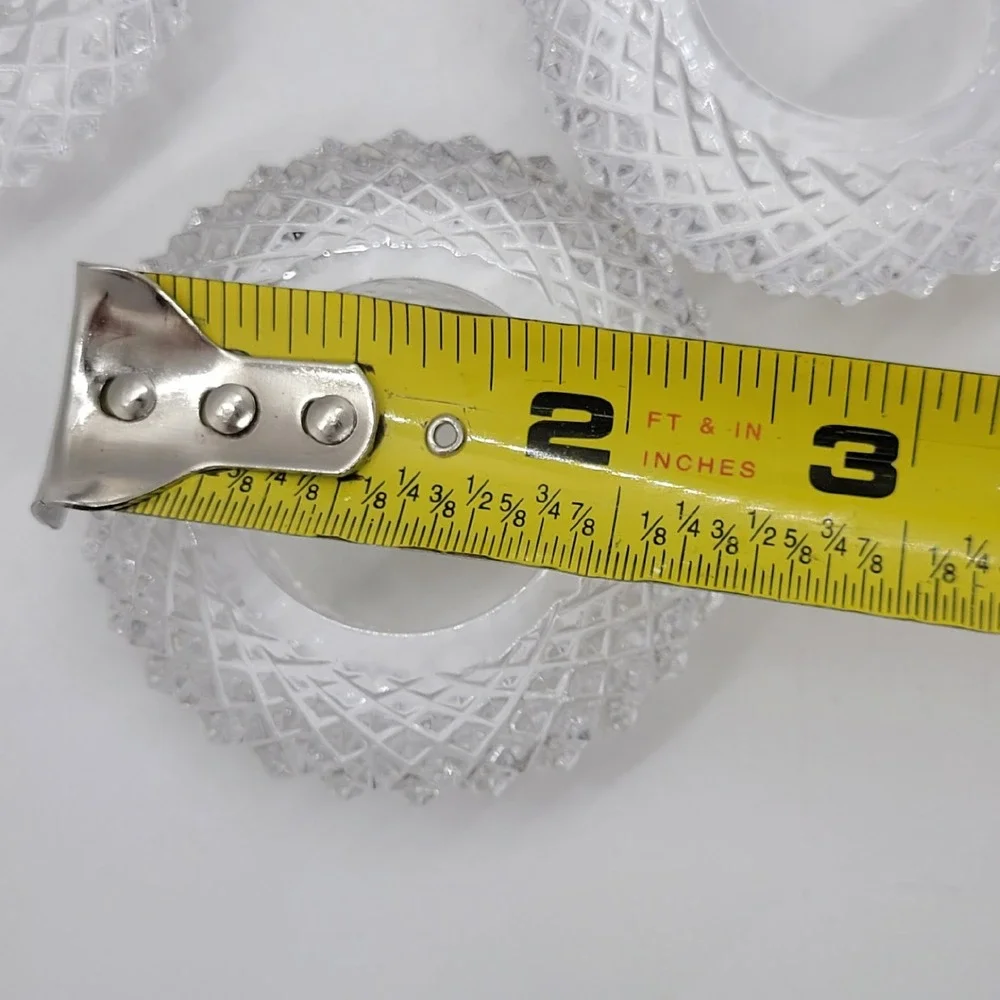 Vintage Cut Crystal Napkin Rings Set of 4 Diamond Quilted Glass Table Decor
